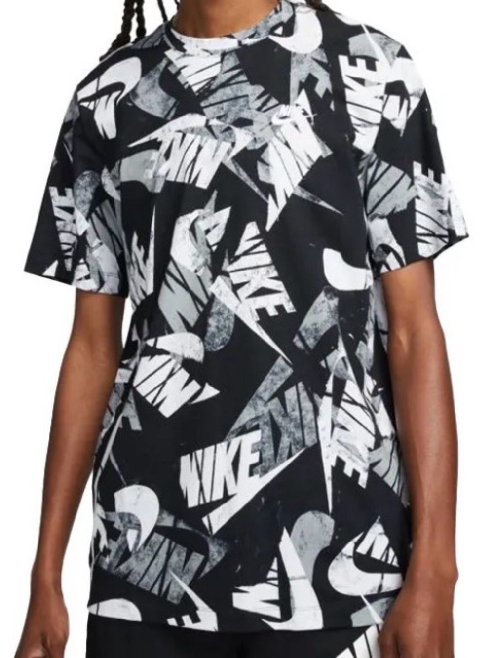 Nike Black & White Logo Graphic Tee embroidered. Sz XL